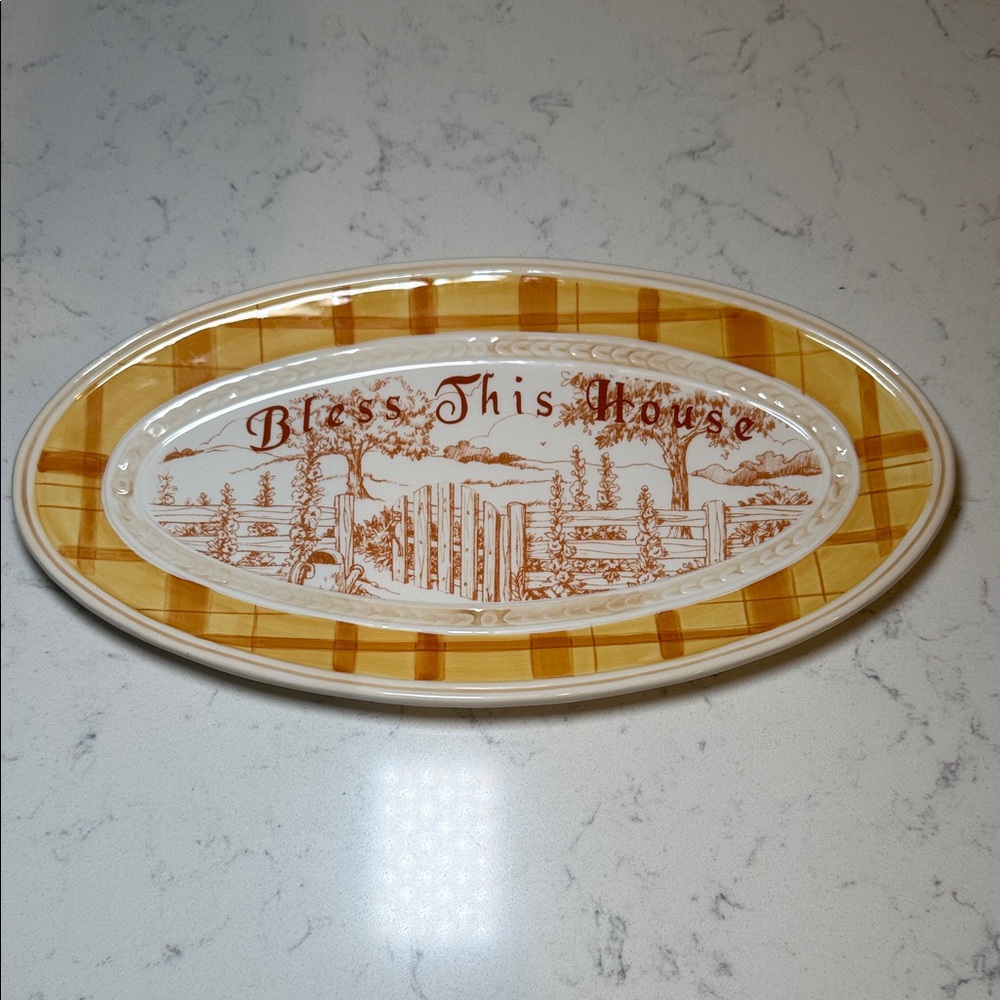 Fitz and Floyd ‘Bless This House’ Small‎ Oval Ceramic Platter